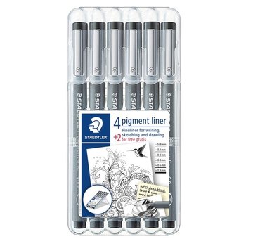 Staedtler Pigment 308 fineliner - zwart- 4+2 gratis!