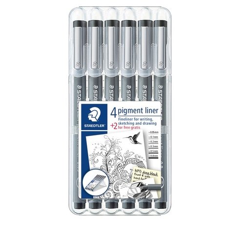 Staedtler Pigment 308 fijnschrijvers - zwart - aktie set