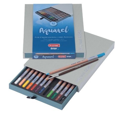 Bruynzeel Aquarel kleurpotloden - houten koffer 12 stuks
