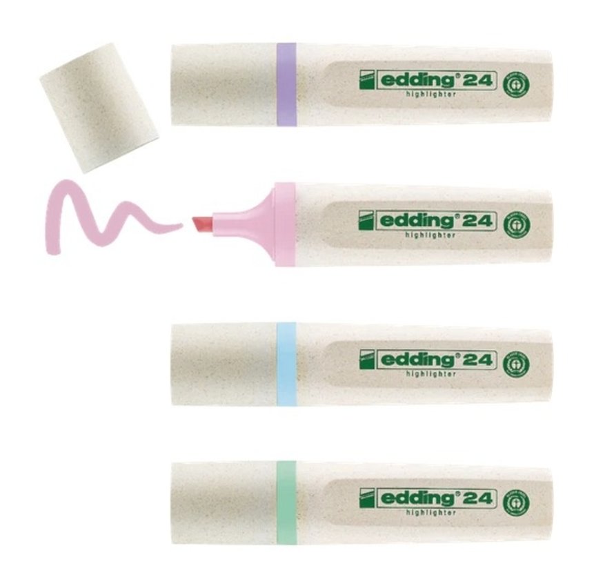 4 Milieuvriendelijke eco textmarkers - pastel