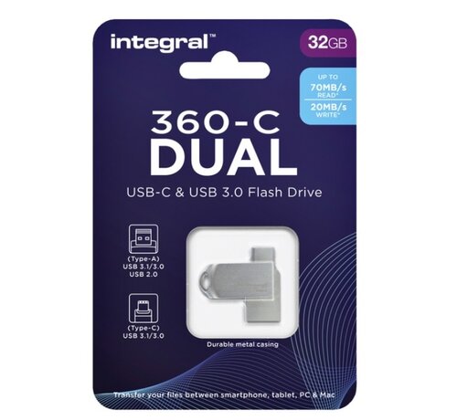 Integral USB 3.0 stick - dual - USB A+C - 32GB