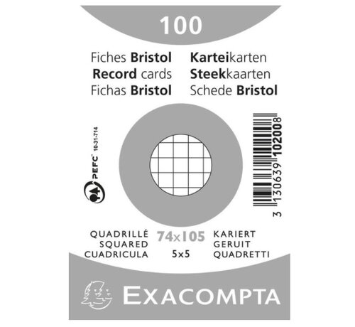 Flashkaartjes A7 - ruitjes - wit - 100 stuks