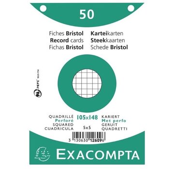 A6 Flashcards - geruit - wit - 105x148 - perforatie