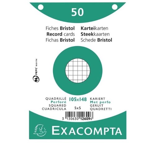 Flashkaartjes A6 - wit- 5mm ruitjes - 50 stuks