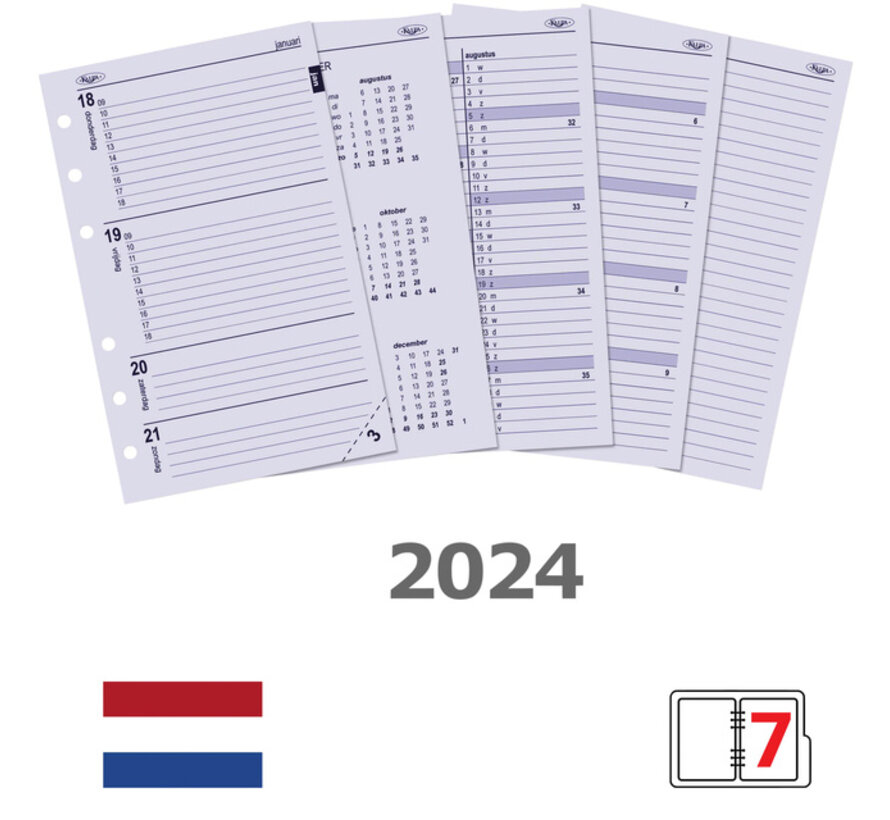 Agenda vulling 2024 - 7/2 weekoverzicht per 2 pagina's