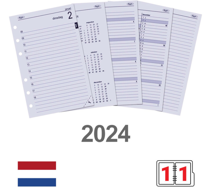Agenda vulling 2024 - 1/1 - 1 dag per pagina