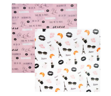 Fashionista Kaftpapier - roze/wit