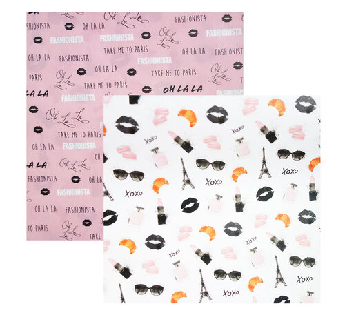 Fashionista Kaftpapier - roze/wit