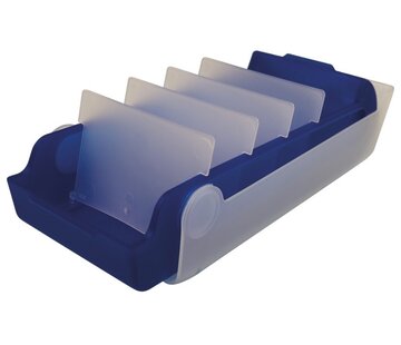 A8 kaartenbak met 4 tabs en 100 kaartjes - blauw