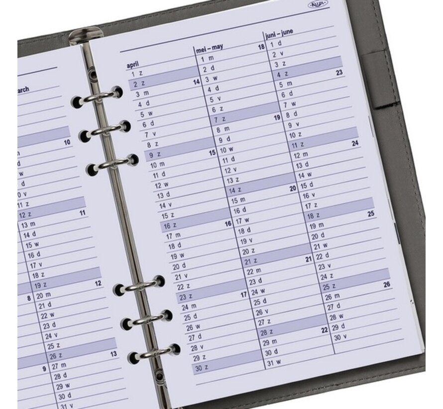Agenda vulling 2025 - A5 - week overzicht
