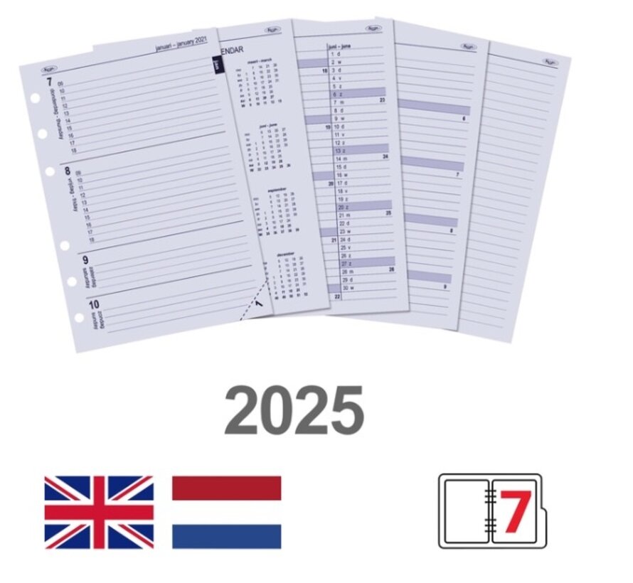Agenda vulling 2025 - A5 - week overzicht