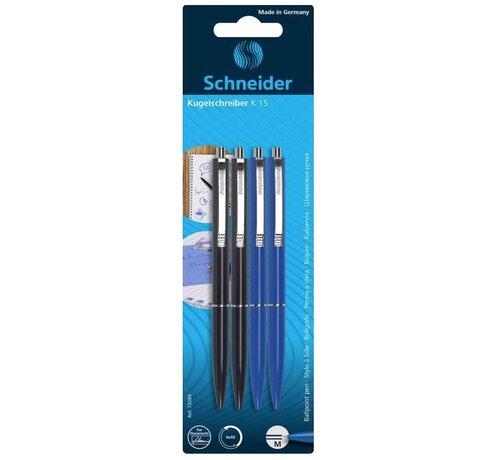 Schneider K15 Balpen - navulbaar - 4 stuks