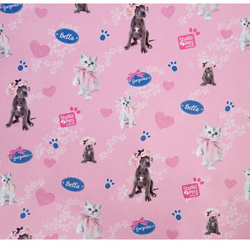 Studio Pets 2 Rol kaftpapier + etiketten voordeelset