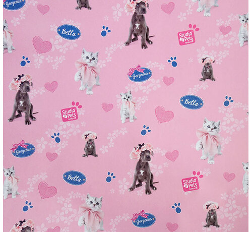 Studio Pets 2 Rol kaftpapier + etiketten voordeelset