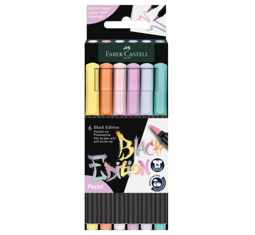 Brush stiften pastel black edition - set 6 stuks
