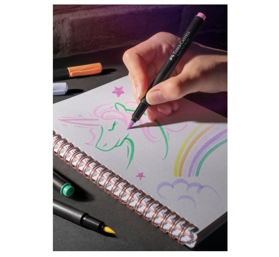 Brush stiften pastel black edition - set 6 stuks