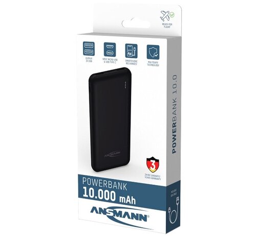 Ansmann powerbank 10.000 mAh - zwart