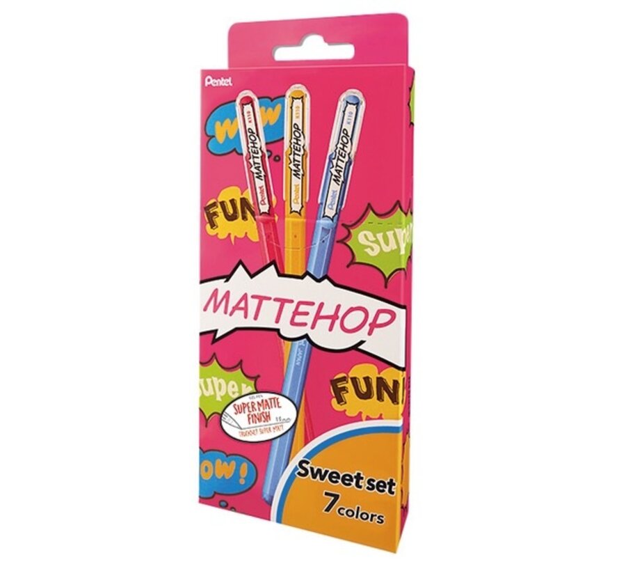 7 Gelpennen - Mattehop Fun Sweet medium