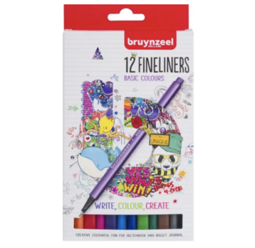 Bruynzeel Fineliner 12st - basis kleuren