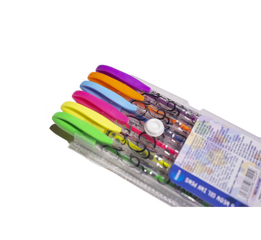 Goedkope gelpennen - neon - 6 stuks