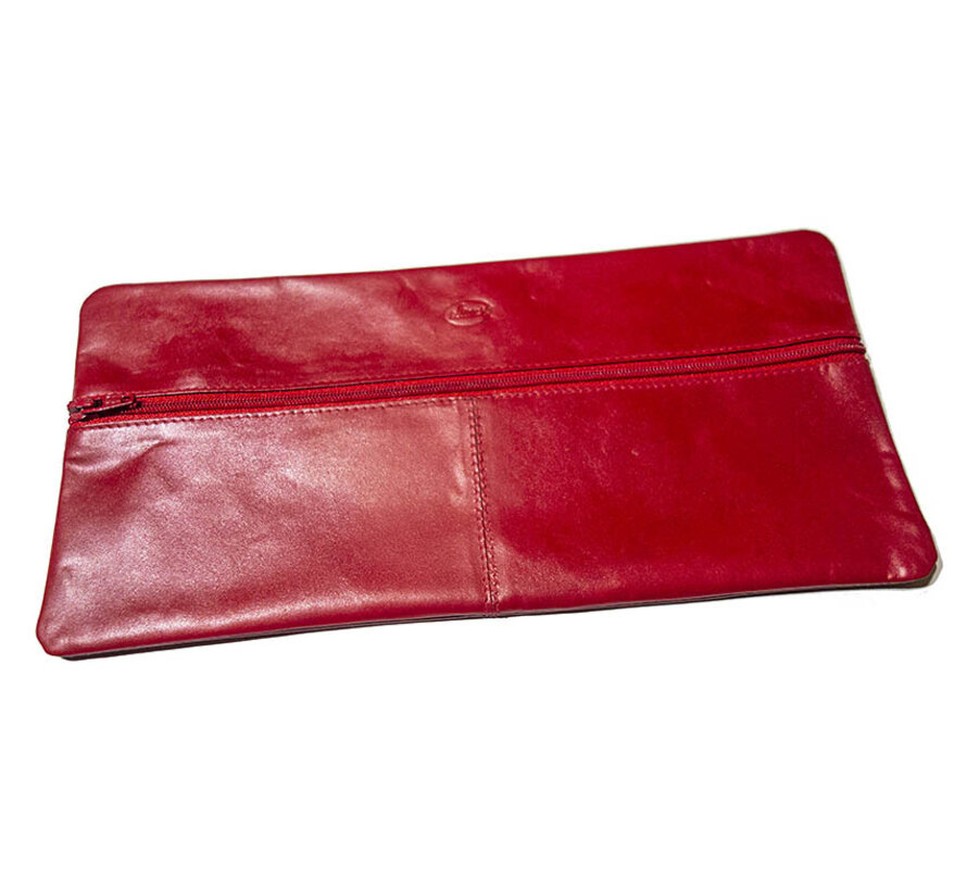 Etui plat - rood - leder