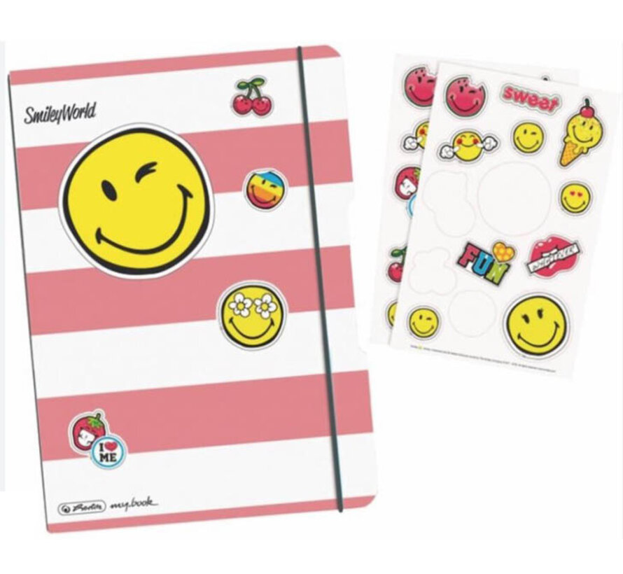 Navulbaar A5 schrift - ruit - smiley - roze