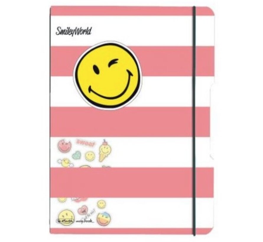 Navulbaar A4 schrift - ruit - smiley - roze
