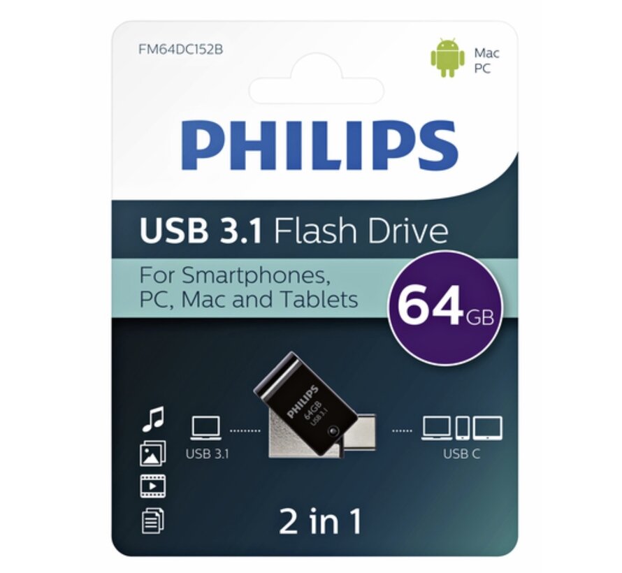 USB 3.0 stick - dual - USB A+C - 64GB