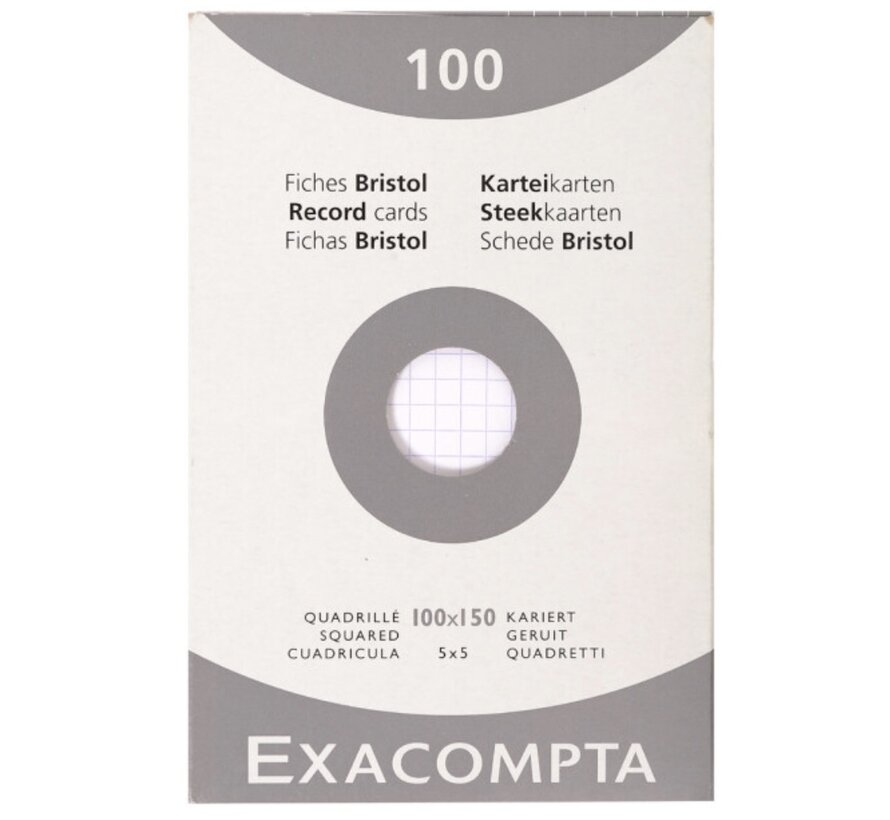 Flashkaartjes A6 - wit- 5mm ruitjes - 100 stuks
