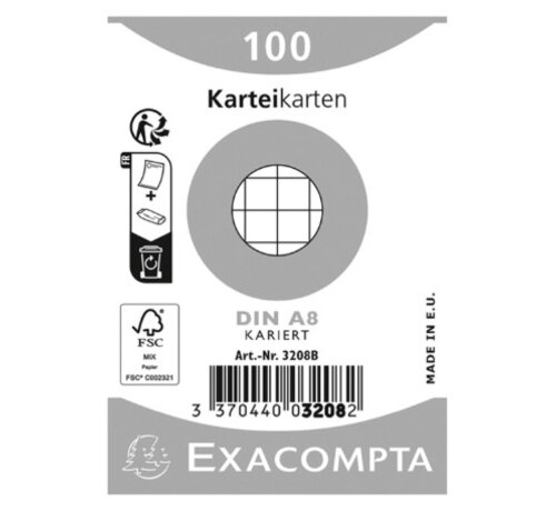 Flashkaartjes A8 - ruitjes - wit - 100 stuks
