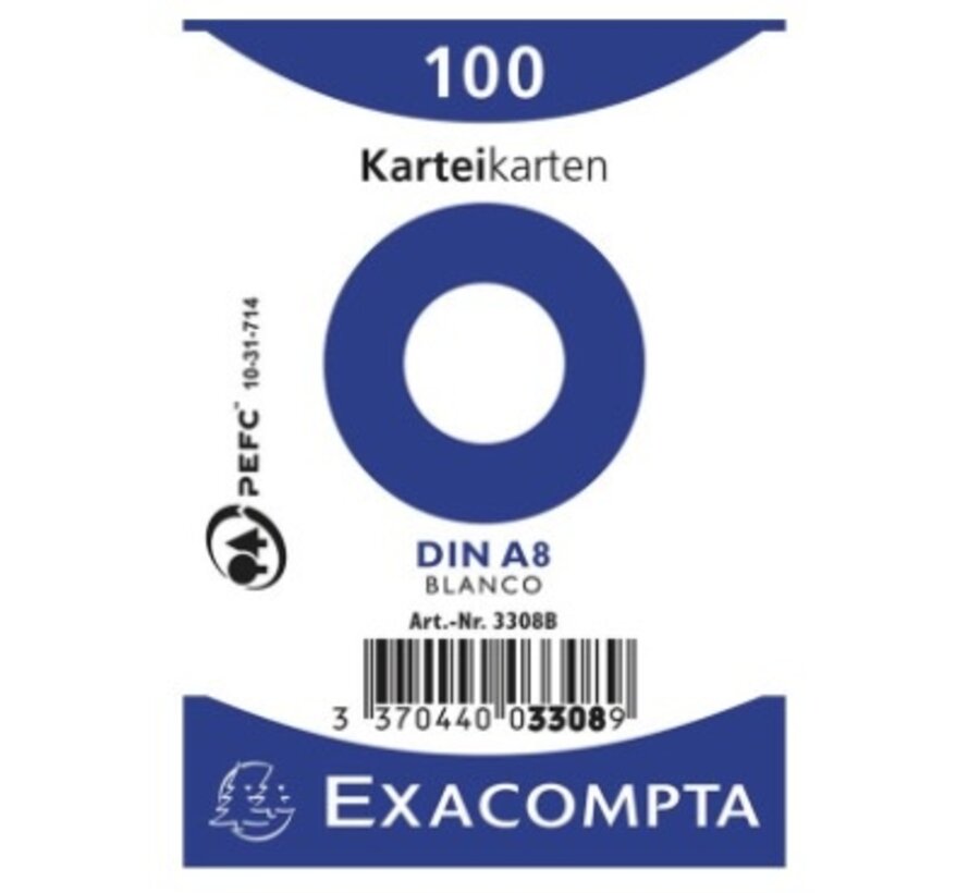 Flashkaartjes A8 - wit - 100 stuks - blanco