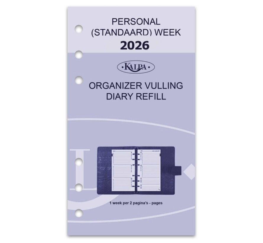 Agenda vulling 2026 - standard/personal - week overzicht