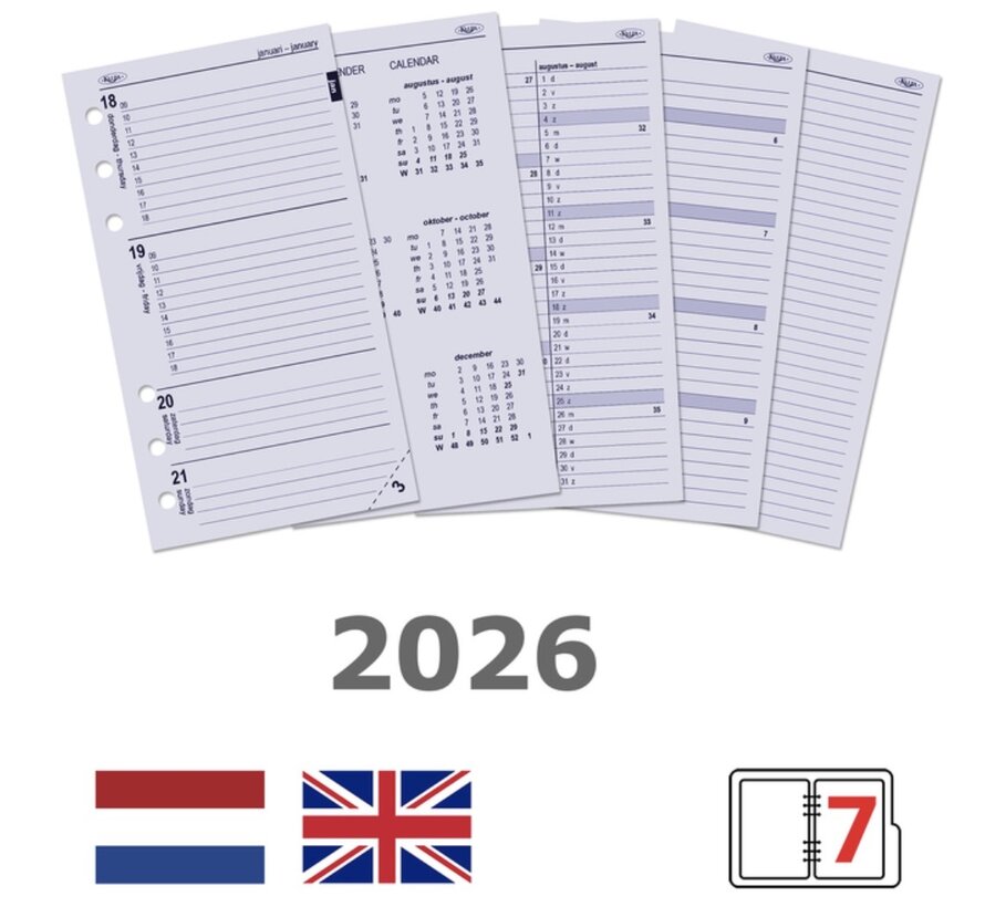 Agenda vulling 2026 - standard/personal - week overzicht