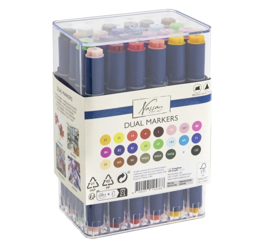Alcoholmarkers - 24 stuks - dual tip