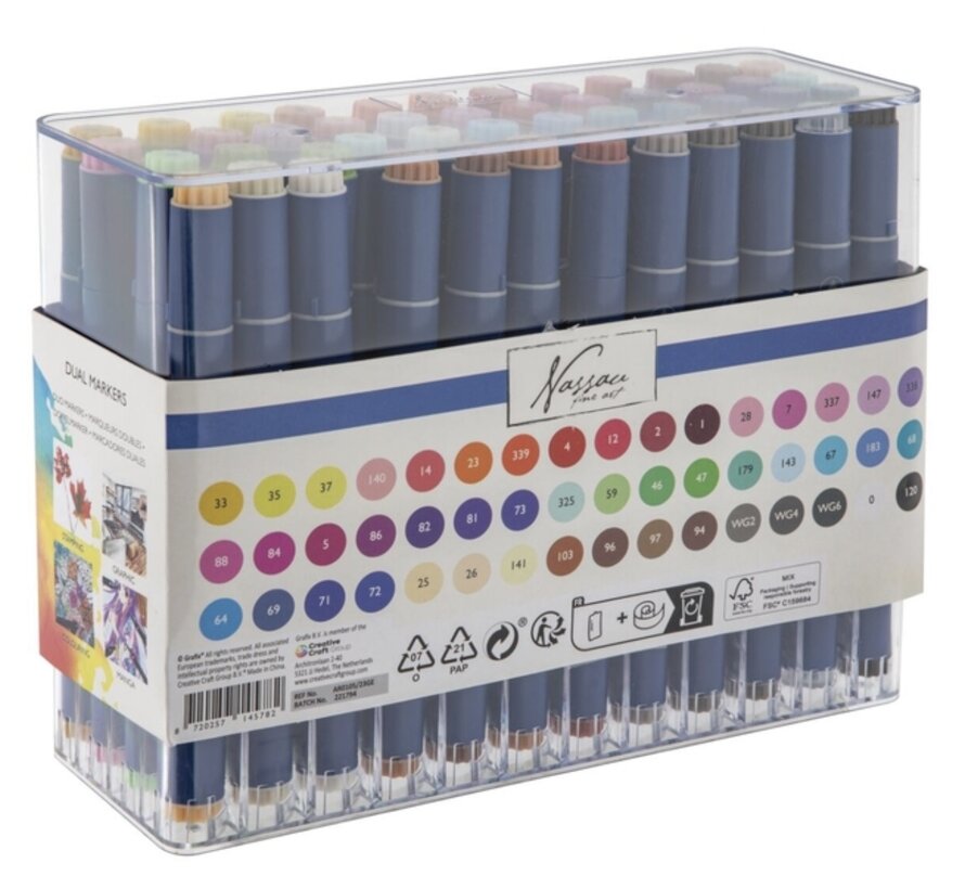 Alcoholmarkers - 48 stuks - dual tip