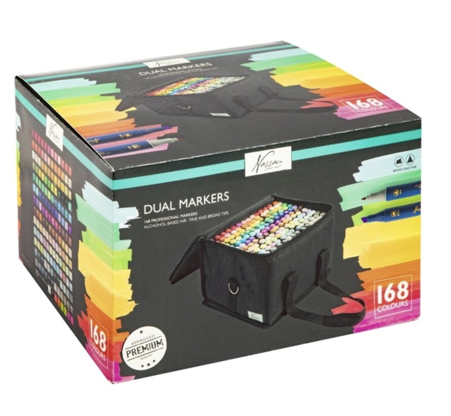 Alcoholmarkers - 168 stuks - dual tip