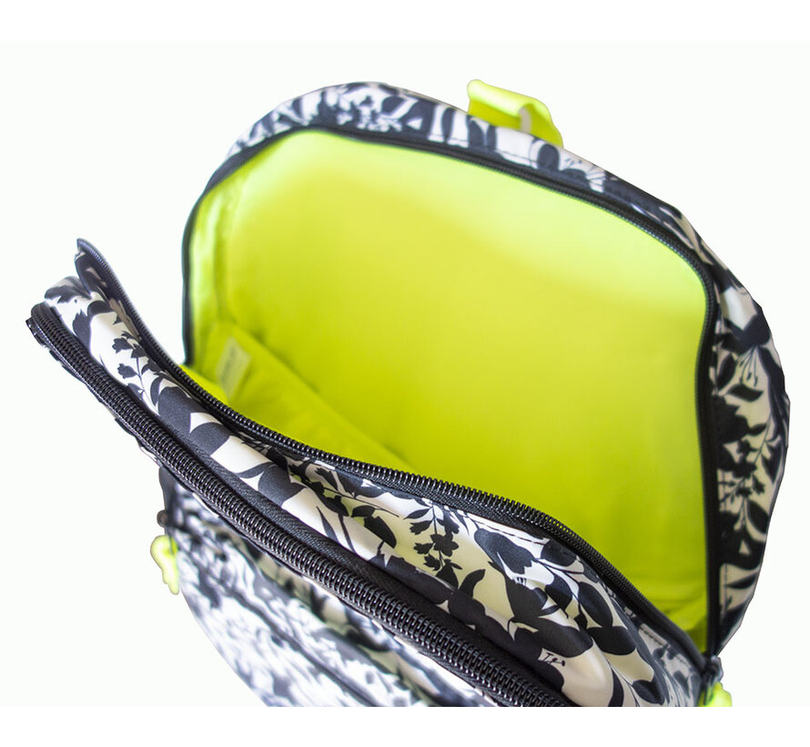 Rugtas groot - off white black flower