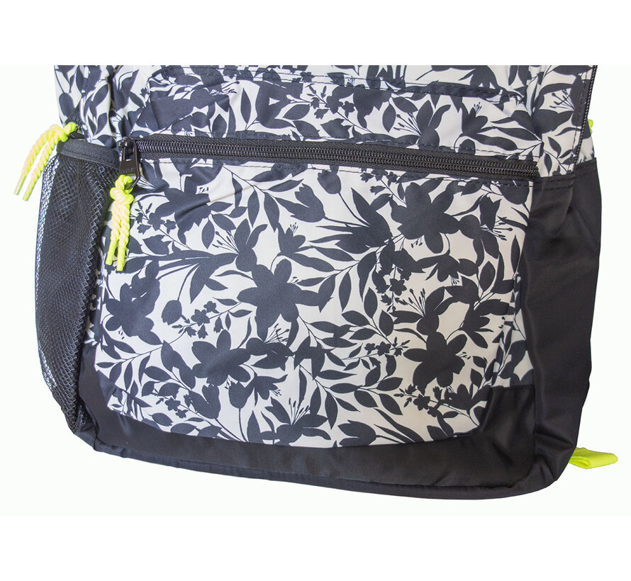 Rugtas groot - off white black flower
