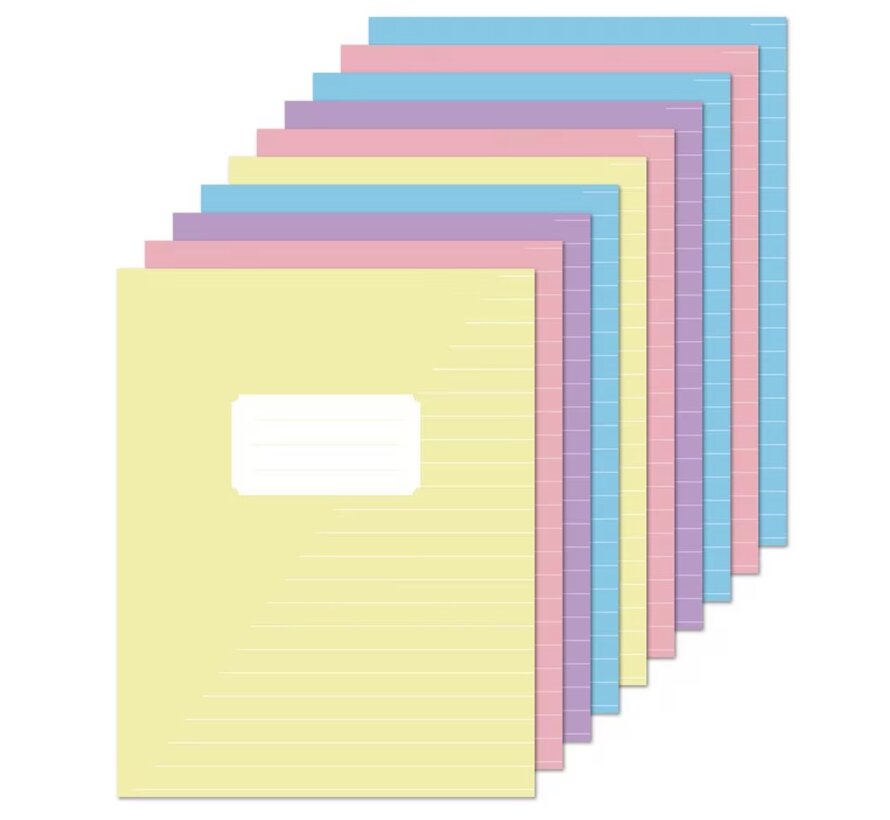 10x Lijntjes schrift A5 - voordeelpak - Pastel