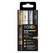 Posca Acrylmarkers - wit - zilver - goud - zwart
