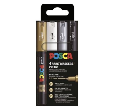 Posca Acrylmarkers - wit - zilver - goud - zwart