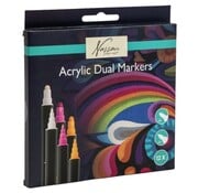 Nassau Acrylmarkers - dual tip - 12 kleuren