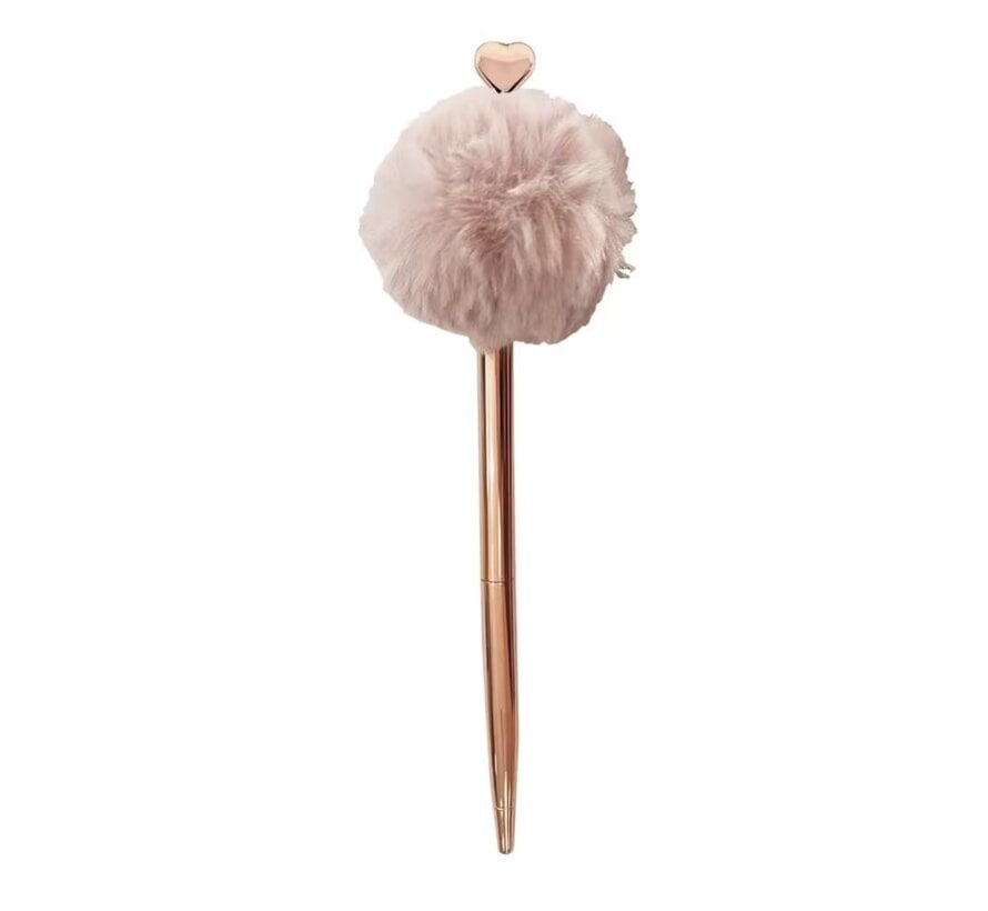 Balpen - rose goud - pompom