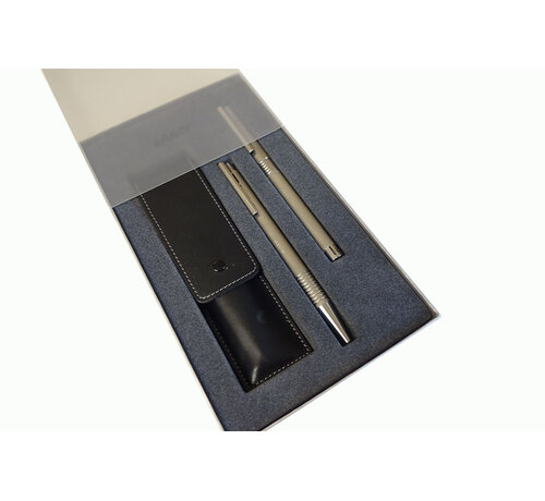 Lamy Logo set - vulpen -etui - vulptolood - "Marten" gegraveerd