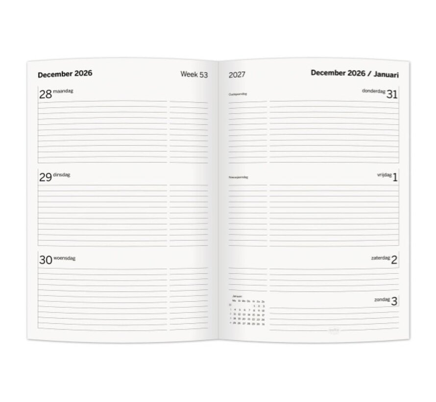 A5 Weekagenda- 2027 - zwart