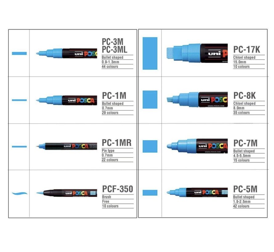 Paintmarker Uni POSCA assorti koffer - 24 stuks