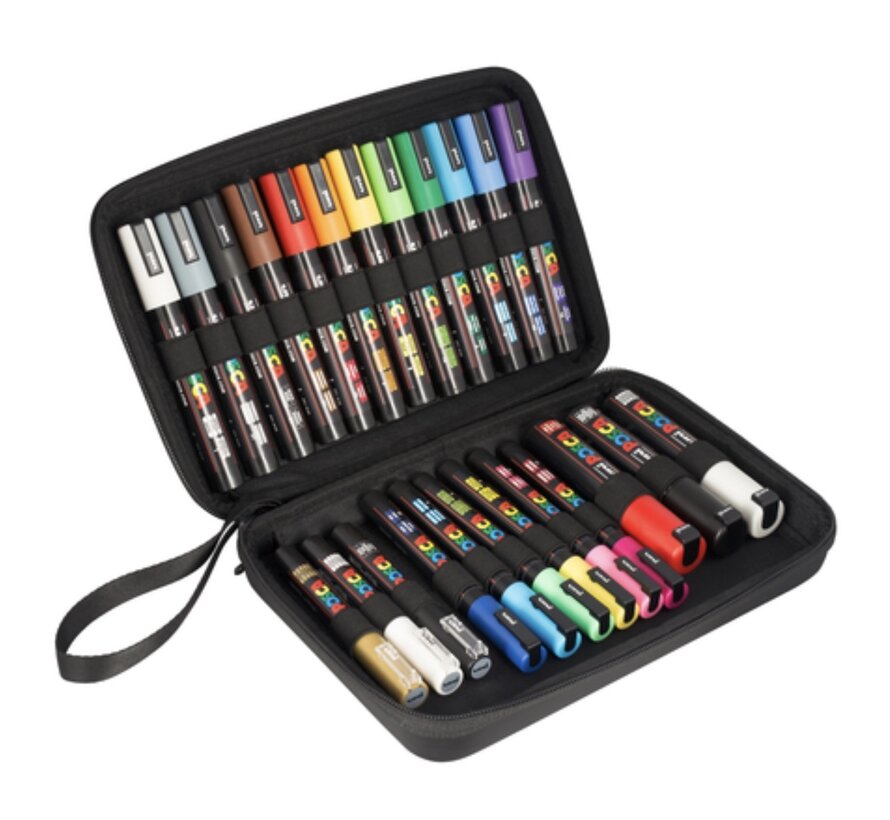 Paintmarker Uni POSCA assorti koffer - 24 stuks