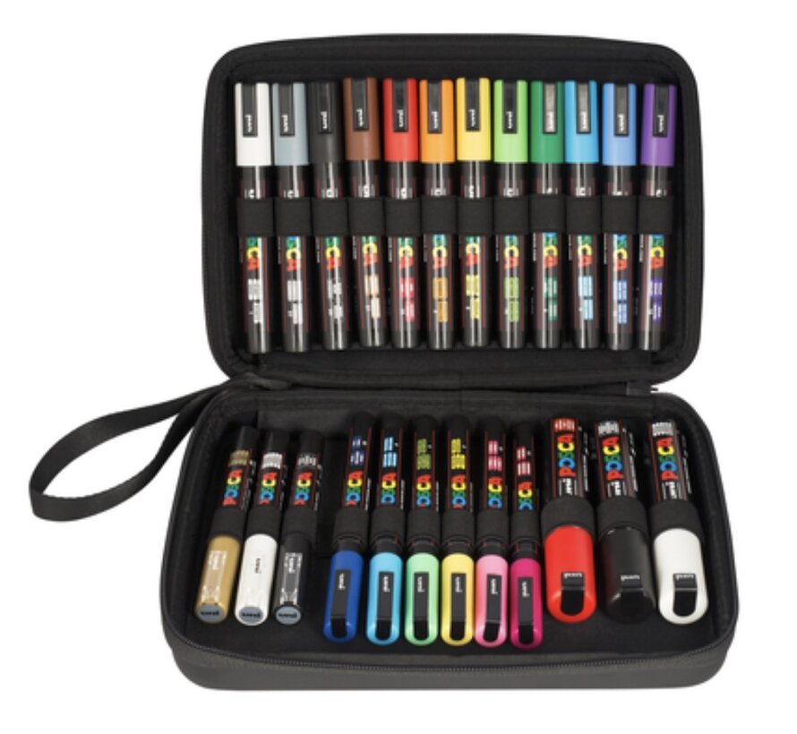 Paintmarker Uni POSCA assorti koffer - 24 stuks