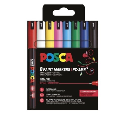 Posca Acrylmarkers - PC1MR - basis - extra fijn - 8st