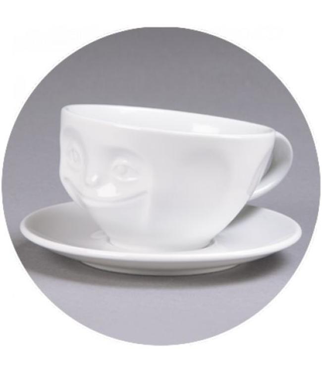 Tassen  'Tassen' kop en schotel, wit - Glimlach